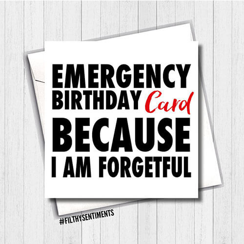 Filthy Sentiments Emergency Card